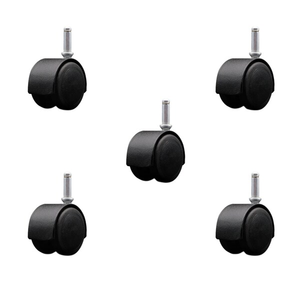 Service Caster 2'' Floor Safe Black Hooded Twin Wheel Caster Grip Ring Stem, 5PK SCC-GR02S50D-NYU-FB-716X1716-5 - main